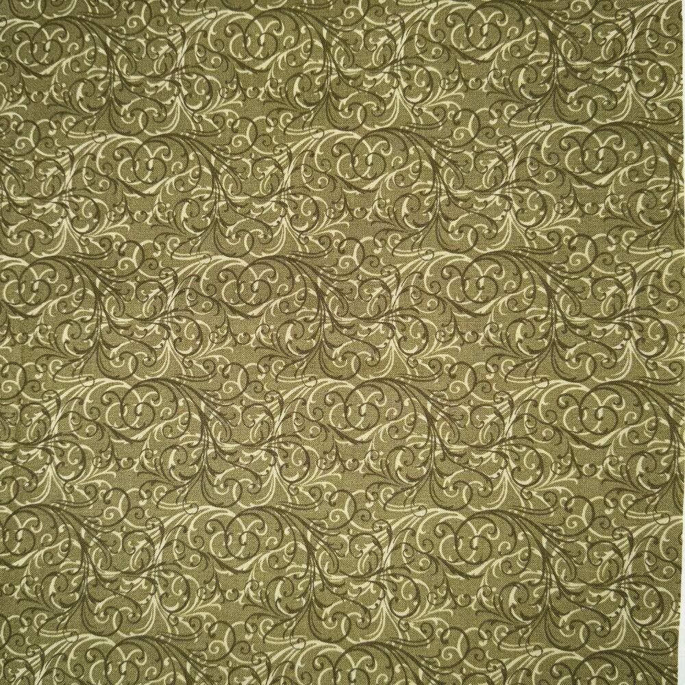 Green on Green Swirl - Camellia by Jackie Robinson for Benartex Fabric - 1/2 YD